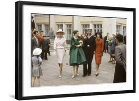 Dior Models Posing with Military Man in the Soviet Union, Moscow, Russia, 1959-Howard Sochurek-Framed Photographic Print