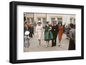 Dior Models Posing with Military Man in the Soviet Union, Moscow, Russia, 1959-Howard Sochurek-Framed Photographic Print