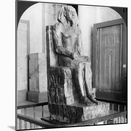 Diorite Statue of King Khafre, Builder of the Second Pyramid of Gizeh, Cairo, Egypt, 1905-Underwood & Underwood-Mounted Photographic Print