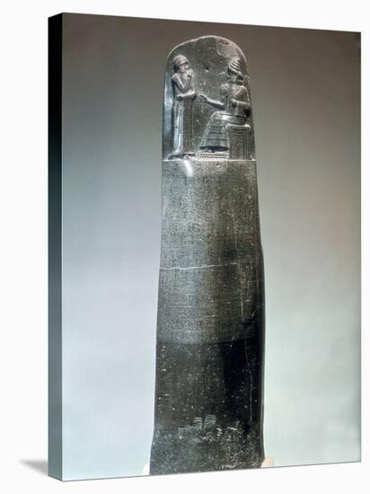 Diorite Stele Inscribed with the Laws of Hammurabi, 18th Century Bc-null-Stretched Canvas