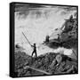 Dip Net Fishing at Celilo Falls, 1954-Virna Haffer-Framed Stretched Canvas