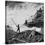 Dip Net Fishing at Celilo Falls, 1954-Virna Haffer-Stretched Canvas