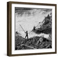 Dip Net Fishing at Celilo Falls, 1954-Virna Haffer-Framed Giclee Print