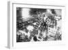 Diplodocus Dinosaur Being Assembled In Paris Museum-null-Framed Art Print