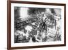 Diplodocus Dinosaur Being Assembled In Paris Museum-null-Framed Art Print