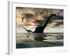 Diplodocus Dinosaurs Bathe in a Large Body of Water-Stocktrek Images-Framed Photographic Print