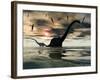 Diplodocus Dinosaurs Bathe in a Large Body of Water-Stocktrek Images-Framed Photographic Print