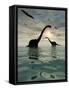 Diplodocus Dinosaurs Bathe in a Large Body of Water-Stocktrek Images-Framed Stretched Canvas