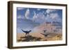 Diplodocus Dinosaurs Being Stalked by a Carnivorous Allosaurus-null-Framed Premium Giclee Print