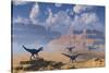 Diplodocus Dinosaurs Being Stalked by a Carnivorous Allosaurus-null-Stretched Canvas