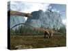 Diplodocus Dinosaurs Graze While Pterodactyls Fly Overhead-Stocktrek Images-Stretched Canvas