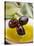 Dipping Olive Sprig with Black Olives in Olive Oil-null-Stretched Canvas