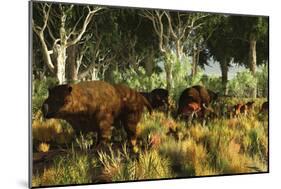 Diprotodon on the Edge of a Eucalyptus Forest with Some Early Kangaroos-null-Mounted Photographic Print