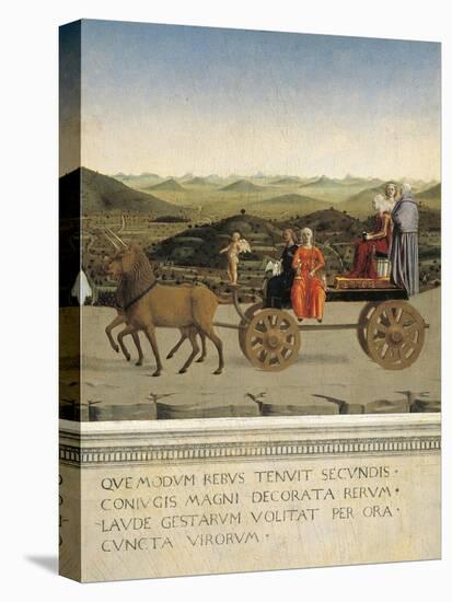 Diptych of Dukes of Urbino: Triumph of Duchess of Urbino, Back Side of Portrait of Battista Sforza-Piero della Francesca-Stretched Canvas