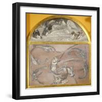 Diptych with Fish and Ducks in Pond-Edoardo Gioja-Framed Premium Giclee Print