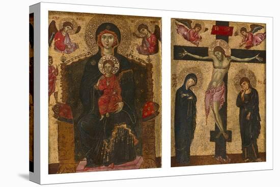 Diptych with the Virgin and Child Enthroned and the Crucifixion, 1275-80-null-Stretched Canvas