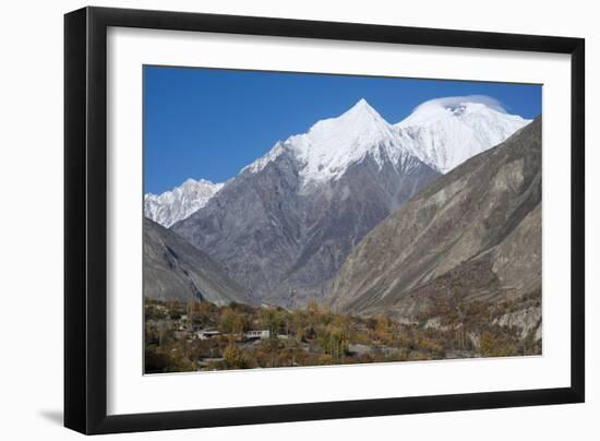 Diran peak towering over the Bagrot Valley, Gilgit-Baltistan, Pakistan, Asia-Alex Treadway-Framed Photographic Print