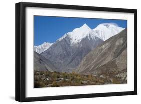 Diran peak towering over the Bagrot Valley, Gilgit-Baltistan, Pakistan, Asia-Alex Treadway-Framed Photographic Print