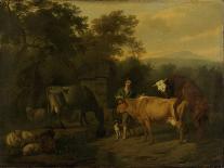 Landscape with Herdsmen and Cattle, Dirck Van Bergen-Dirck van Bergen-Framed Stretched Canvas