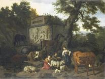 Landscape with Herdsmen and Cattle Near a Tomb-Dirck van Bergen-Art Print