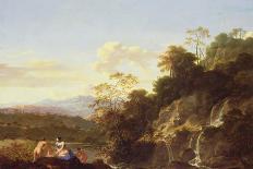 Landscape with Nymphs (Oil on Panel)-Dirck Van Der Lisse-Giclee Print