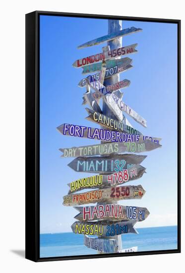 Directions Signpost Near Seaside, Key West, Florida, Usa-Marco Simoni-Framed Stretched Canvas