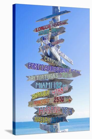 Directions Signpost Near Seaside, Key West, Florida, Usa-Marco Simoni-Stretched Canvas