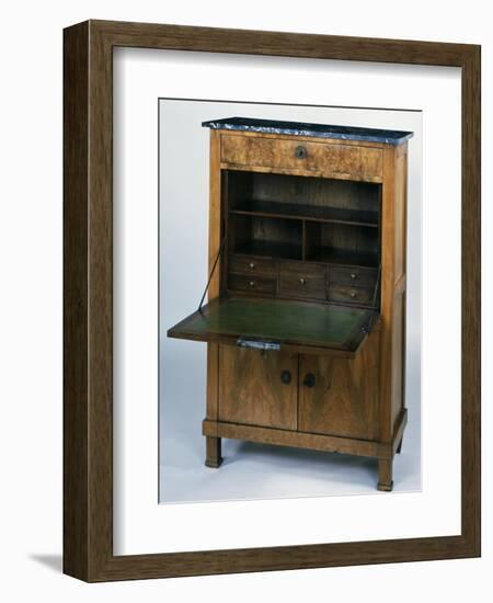 Directoire Style Veined Walnut Secretary with St Anne Marble Top and Oak Interior-null-Framed Giclee Print