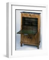 Directoire Style Veined Walnut Secretary with St Anne Marble Top and Oak Interior-null-Framed Giclee Print