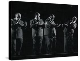 Director Alfred Hitchcock Demonstrating Various Actions During Filming of "Shadow of a Doubt"-Gjon Mili-Stretched Canvas