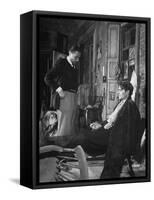 Director Carol Reed Working with Actor James Mason on Set of the Moive "Odd Man Out"-null-Framed Stretched Canvas