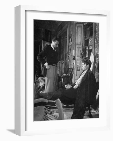 Director Carol Reed Working with Actor James Mason on Set of the Moive "Odd Man Out"-null-Framed Photographic Print