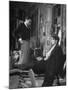 Director Carol Reed Working with Actor James Mason on Set of the Moive "Odd Man Out"-null-Mounted Photographic Print