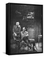 Director Elia Kazan and Playwright Arthur Miller Sitting on Broadway Set of Death of a Salesman-W^ Eugene Smith-Framed Stretched Canvas