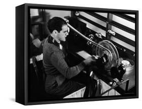 Director Frank Capra Editing Film for "You Can't Take It with You" at Columbia Studios-Rex Hardy Jr.-Framed Stretched Canvas
