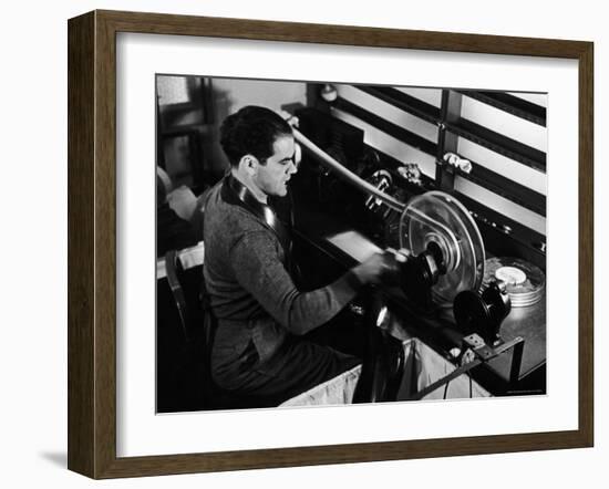 Director Frank Capra Editing Film for "You Can't Take It with You" at Columbia Studios-Rex Hardy Jr.-Framed Premium Photographic Print