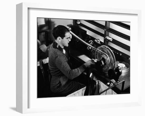 Director Frank Capra Editing Film for "You Can't Take It with You" at Columbia Studios-Rex Hardy Jr.-Framed Premium Photographic Print