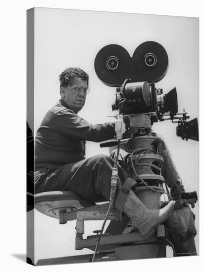 Director George Stevens Lining Up Shot in Camera for the Movie "Giant"-Allan Grant-Stretched Canvas