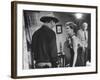 Director Howard Hawks Coaching Actress Angie Dickinson on Set for "Rio Bravo"-Allan Grant-Framed Premium Photographic Print