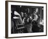 Director Howard Hawks Conferring with Actress Angie Dickinson on Set for "Rio Bravo"-Allan Grant-Framed Premium Photographic Print