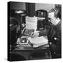 Director of the Fbi J. Edgar Hoover Working at His Desk-null-Stretched Canvas