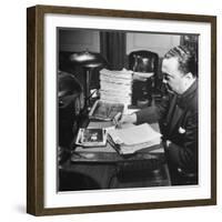 Director of the Fbi J. Edgar Hoover Working at His Desk-null-Framed Photographic Print