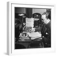 Director of the Fbi J. Edgar Hoover Working at His Desk-null-Framed Photographic Print