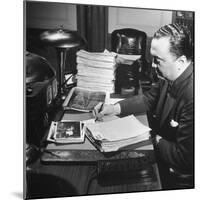 Director of the Fbi J. Edgar Hoover Working at His Desk-null-Mounted Photographic Print