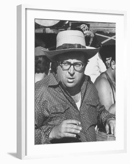 Director Sergio Leone on Location in Almeria, Spain Filming "Once Upon a Time in the West."-Bill Ray-Framed Premium Photographic Print