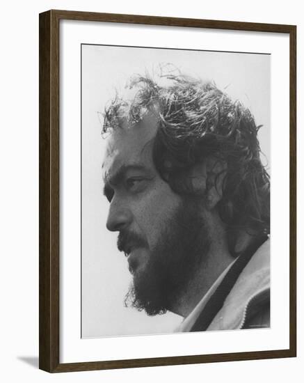 Director Stanley Kubrick in Serious Profile Portrait During Filming of His Movie "Barry Lyndon."-null-Framed Premium Photographic Print