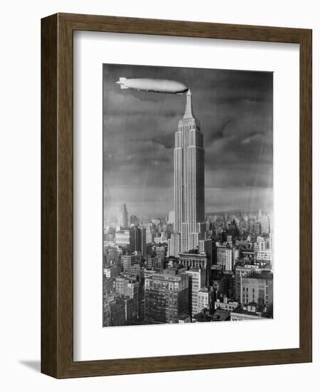 Dirigible Docked at Empire State Building-null-Framed Photographic Print