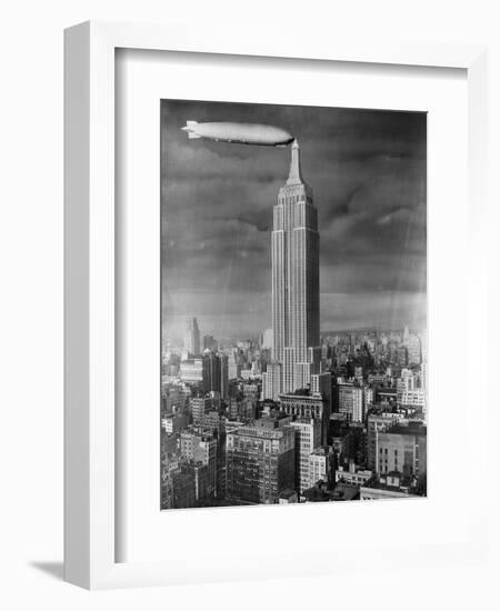 Dirigible Docked at Empire State Building-null-Framed Photographic Print