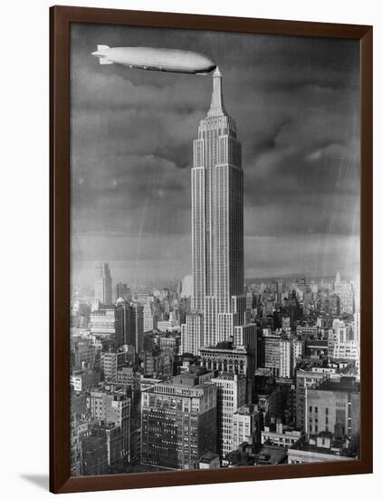 Dirigible Docked at Empire State Building-null-Framed Photographic Print