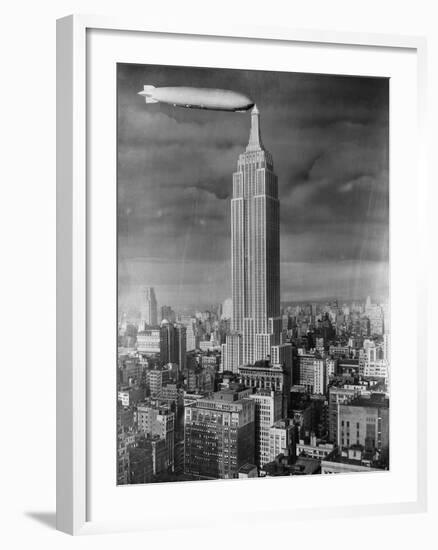 Dirigible Docked at Empire State Building-null-Framed Photographic Print